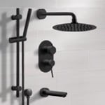 Remer TSR37 Matte Black Tub and Shower Faucet Set with Handheld, Rain Shower Head